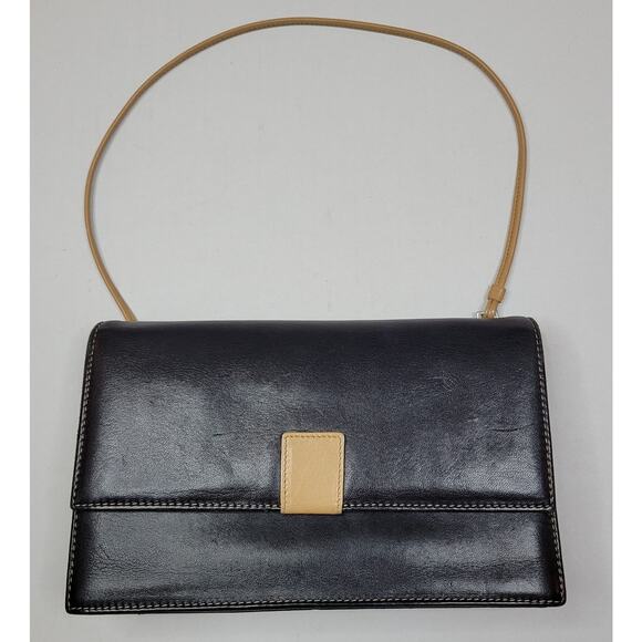 Caterina Lucchi Brown & Tan Italian Leather Shoulder Hand Bag Purse 8.5 x 5.5x 2 - Picture 1 of 7